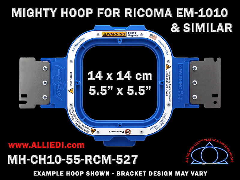 Ricoma EM-1010 5.5 x 5.5 inch (14 x 14 cm) Square Magnetic Mighty Hoop