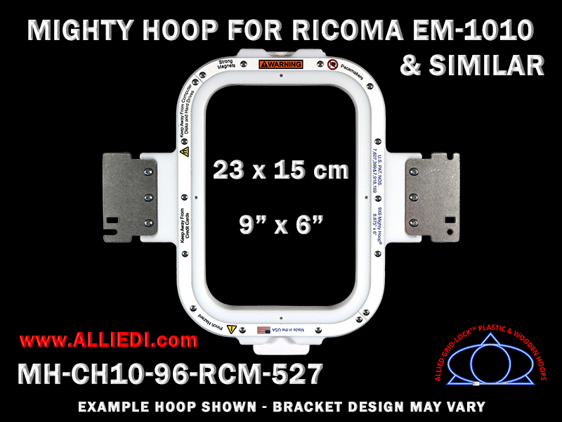 Ricoma EM-1010 9 x 6 inch (23 x 15 cm) Vertical Rectangular Magnetic Mighty Hoop