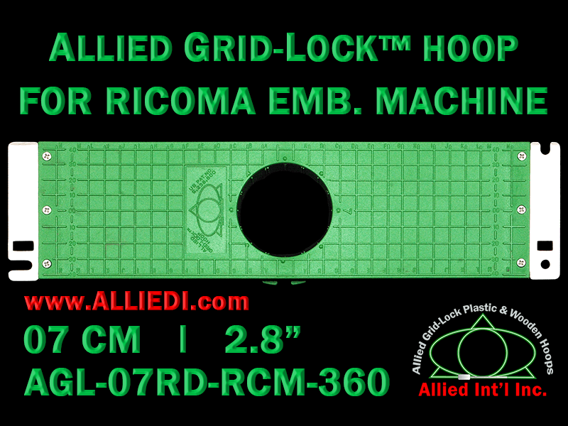 7 cm (2.8 inch) Round Allied Grid-Lock Plastic Embroidery Hoop - Ricoma 360