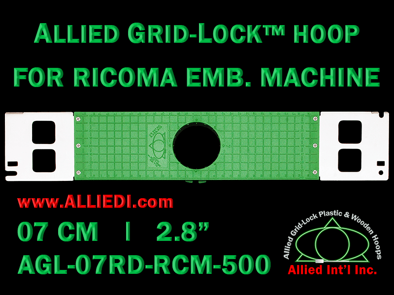 7 cm (2.8 inch) Round Allied Grid-Lock Plastic Embroidery Hoop - Ricoma 500