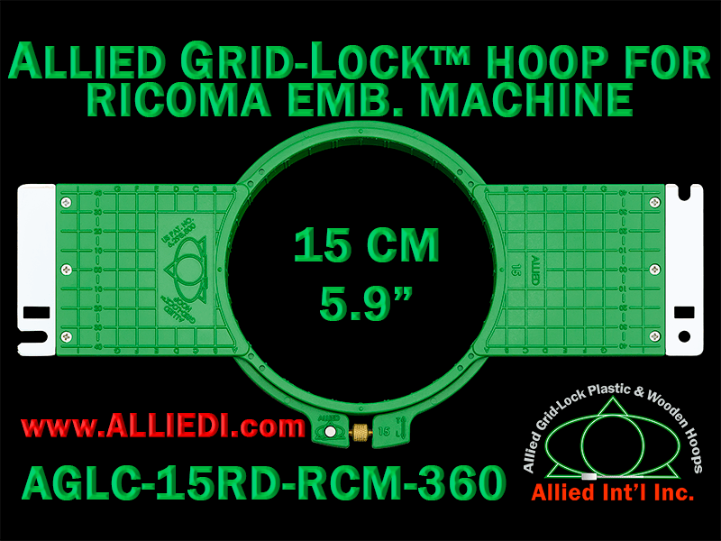 15 cm (5.9 inch) Round Allied Grid-Lock (New Design) Plastic Embroidery Hoop - Ricoma 360