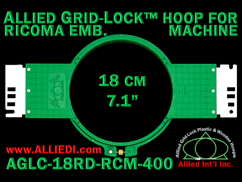 18 cm (7.1 inch) Round Allied Grid-Lock (New Design) Plastic Embroidery Hoop - Ricoma 400