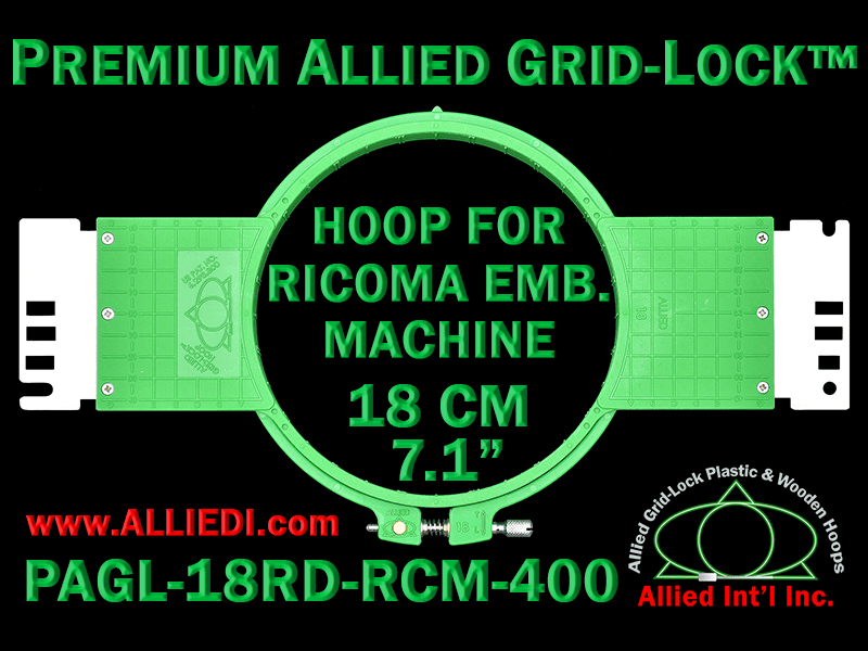 18 cm (7.1 inch) Round Premium Allied Grid-Lock Plastic Embroidery Hoop - Ricoma 400