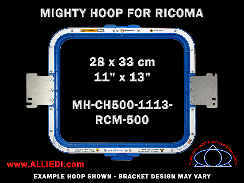 Ricoma 11 x 13 inch (28 x 33 cm) Rectangular Magnetic Mighty Hoop for 500 mm Sew Field / Arm Spacing