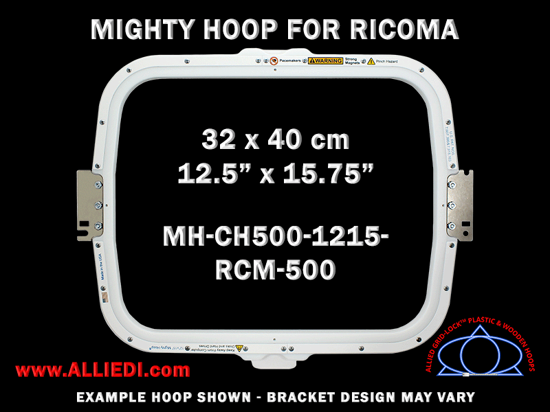 Ricoma 12.5 x 15.75 inch (32 x 40 cm) Rectangular Magnetic Mighty Hoop for 500 mm Sew Field / Arm Spacing