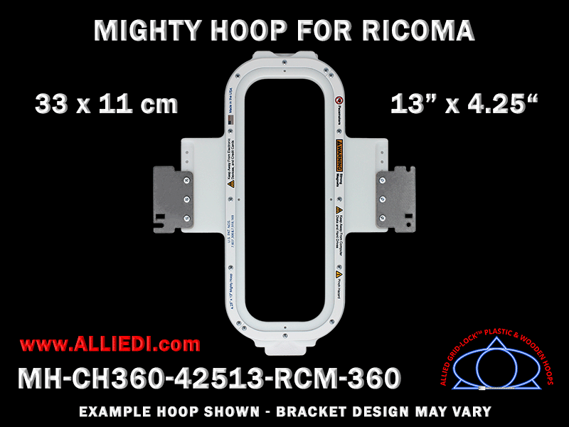 Ricoma 13 x 4.25 inch (33 x 11 cm) Vertical Rectangular Magnetic Mighty Hoop for 360 mm Sew Field / Arm Spacing