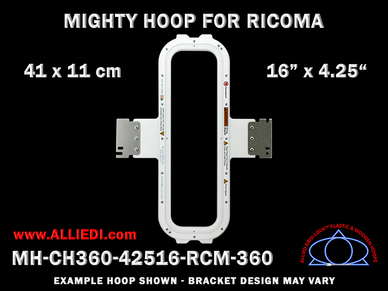 Ricoma 16 x 4.25 inch (41 x 11 cm) Vertical Magnetic Mighty Hoop for 360 mm Sew Field / Arm Spacing