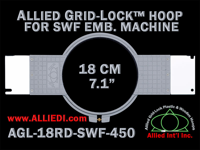 18 cm (7.1 inch) Round Allied Grid-Lock Plastic Embroidery Hoop - SWF 450