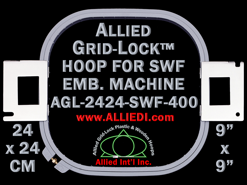 24 x 24 cm (9 x 9 inch) Square Allied Grid-Lock Plastic Embroidery Hoop - SWF 400