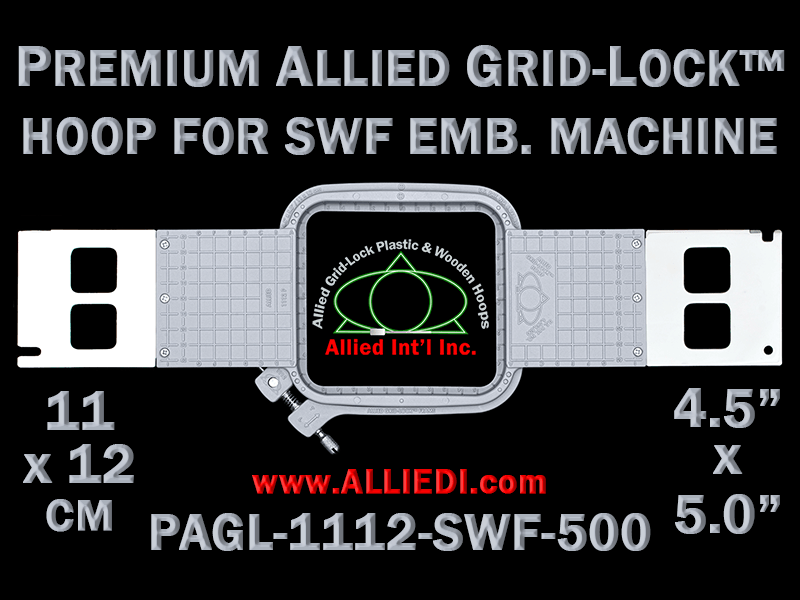 11 x 12 cm (4.5 x 5 inch) Rectangular Premium Allied Grid-Lock Plastic Embroidery Hoop - SWF 500