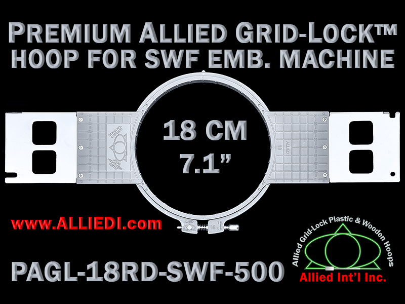 18 cm (7.1 inch) Round Premium Allied Grid-Lock Plastic Embroidery Hoop - SWF 500
