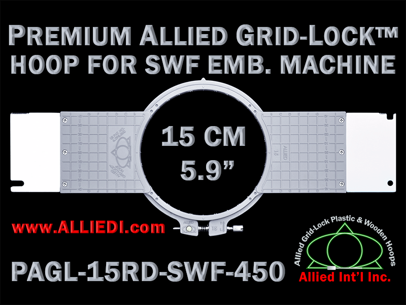15 cm (5.9 inch) Round Premium Allied Grid-Lock Plastic Embroidery Hoop - SWF 450