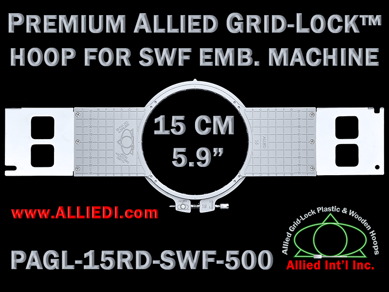 15 cm (5.9 inch) Round Allied Grid-Lock (New Design) Plastic Embroidery Hoop - SWF 500