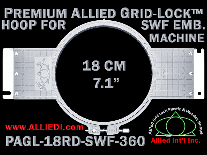 18 cm (7.1 inch) Round Premium Allied Grid-Lock Plastic Embroidery Hoop - SWF 360