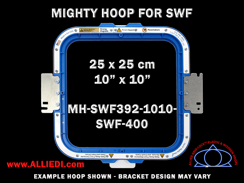 SWF 10 x 10 inch (25 x 25 cm) Square Magnetic Mighty Hoop for 400 mm Sew Field / Arm Spacing