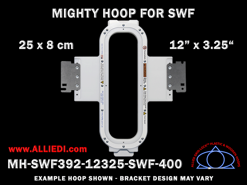 SWF 12 x 3.25 inch (30 x 8 cm) Vertical Rectangular Magnetic Mighty Hoop for 400 mm Sew Field / Arm Spacing