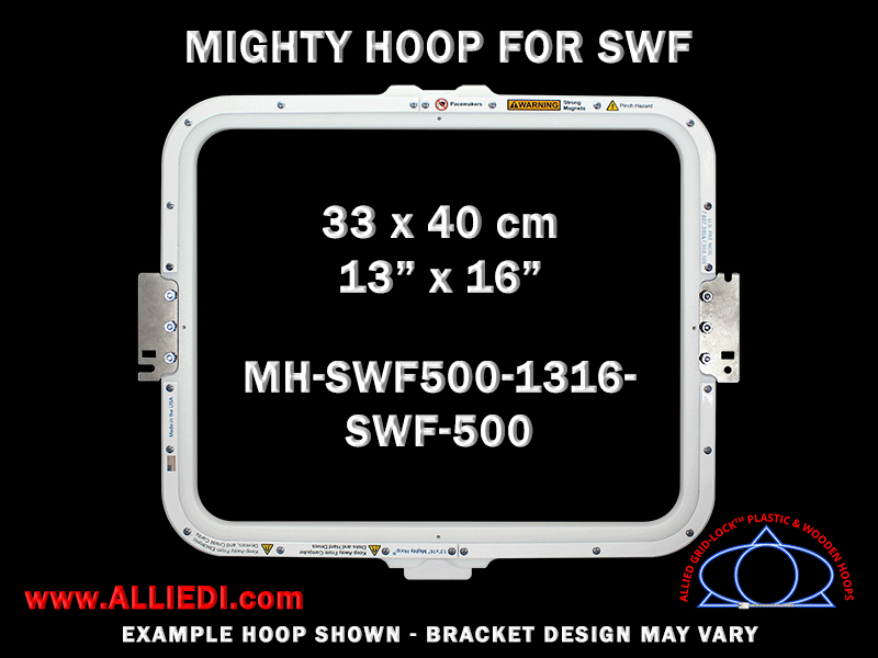 SWF 13 x 16 inch (33 x 40 cm) Rectangular Magnetic Mighty Hoop for 500 mm Sew Field / Arm Spacing