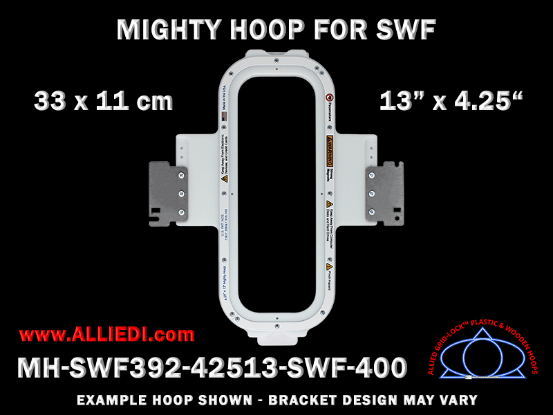 SWF 13 x 4.25 inch (33 x 11 cm) Vertical Rectangular Magnetic Mighty Hoop for 400 mm Sew Field / Arm Spacing