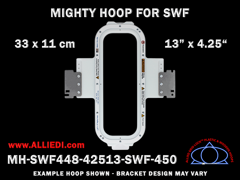 SWF 13 x 4.25 inch (33 x 11 cm) Vertical Rectangular Magnetic Mighty Hoop for 450 mm Sew Field / Arm Spacing