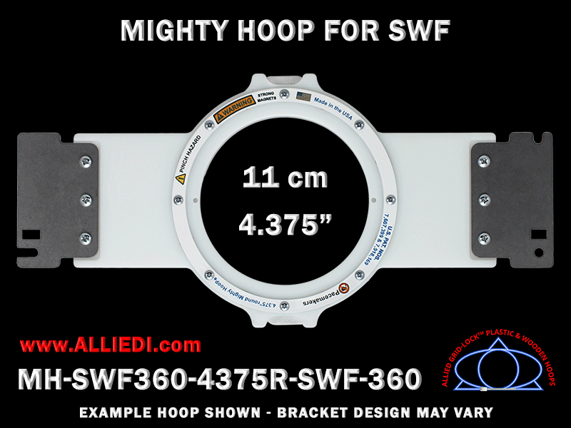 SWF 4.375 inch (11 cm) Round Magnetic Mighty Hoop for 360 mm Sew Field / Arm Spacing