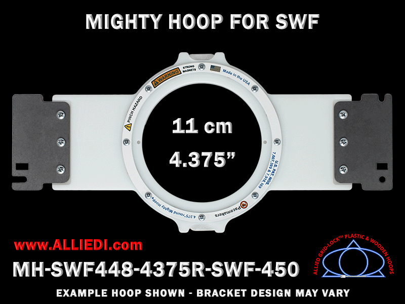 SWF 4.375 inch (11 cm) Round Magnetic Mighty Hoop for 450 mm Sew Field / Arm Spacing