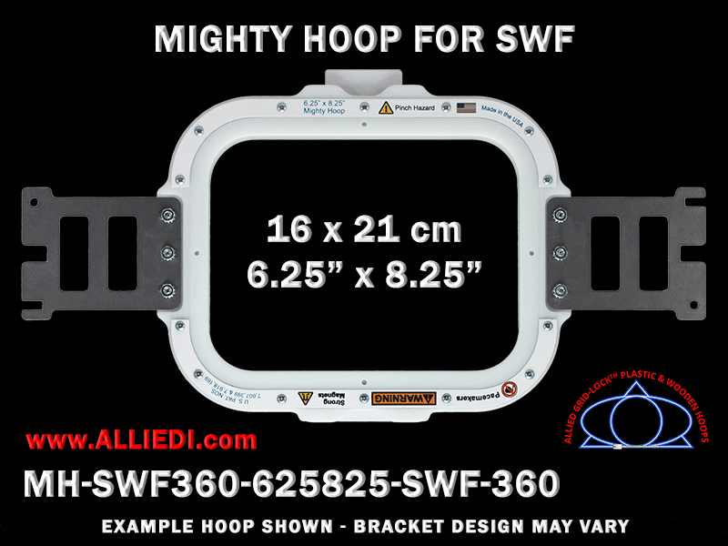 SWF 6.25 x 8.25 inch (16 x 21 cm) Rectangular Magnetic Mighty Hoop for 360 mm Sew Field / Arm Spacing