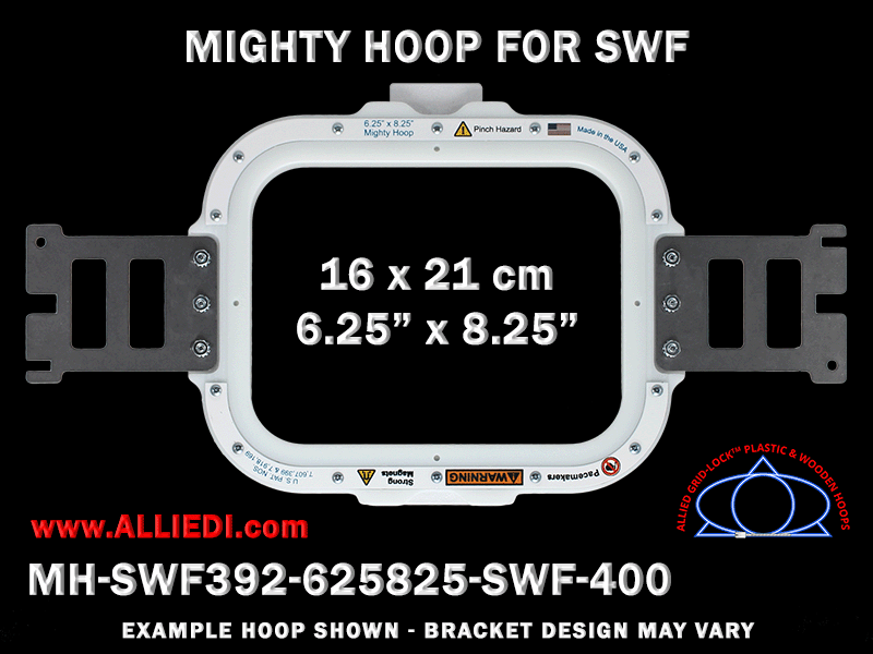 SWF 6.25 x 8.25 inch (16 x 21 cm) Rectangular Magnetic Mighty Hoop for 400 mm Sew Field / Arm Spacing