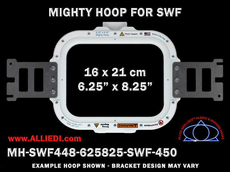 SWF 6.25 x 8.25 inch (16 x 21 cm) Rectangular Magnetic Mighty Hoop for 450 mm Sew Field / Arm Spacing