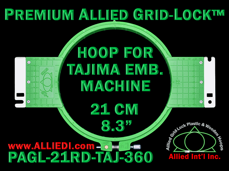 Tajima 21 cm (8.3 inch) Round Premium Allied Grid-Lock Embroidery Hoop for 360 mm Sew Field / Arm Spacing