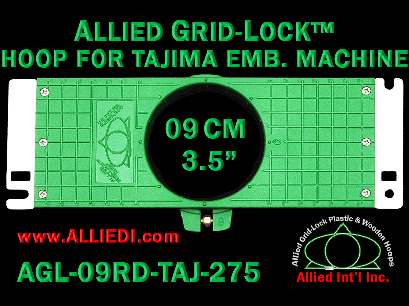 Tajima 9 cm (3.5 inch) Round Allied Grid-Lock Embroidery Hoop for 275 mm Sew Field / Arm Spacing