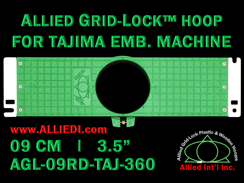 Tajima 9 cm (3.5 inch) Round Allied Grid-Lock Embroidery Hoop for 360 mm Sew Field / Arm Spacing