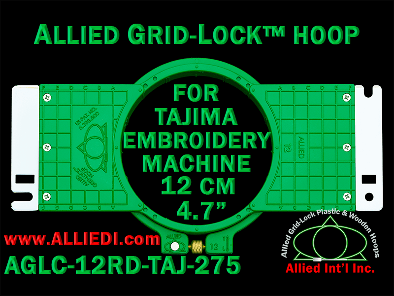 Tajima 12 cm (4.7 inch) Round Allied Grid-Lock Embroidery Hoop (New Design) for 275 mm Sew Field / Arm Spacing