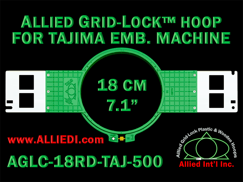 Tajima 18 cm (7.1 inch) Round Allied Grid-Lock Embroidery Hoop (New Design) for 500 mm Sew Field / Arm Spacing