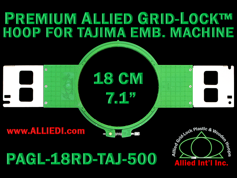 Tajima 18 cm (7.1 inch) Round Premium Allied Grid-Lock Embroidery Hoop for 500 mm Sew Field / Arm Spacing