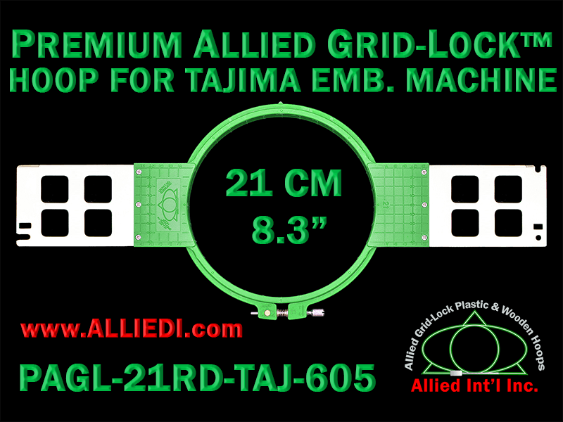 Tajima 21 cm (8.3 inch) Round Premium Allied Grid-Lock Embroidery Hoop for 605 mm Sew Field / Arm Spacing