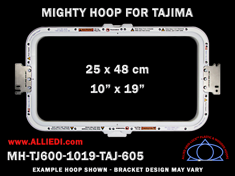 Tajima 10 x 19 inch (25 x 48 cm) Square Magnetic Mighty Hoop for 605 mm Sew Field / Arm Spacing