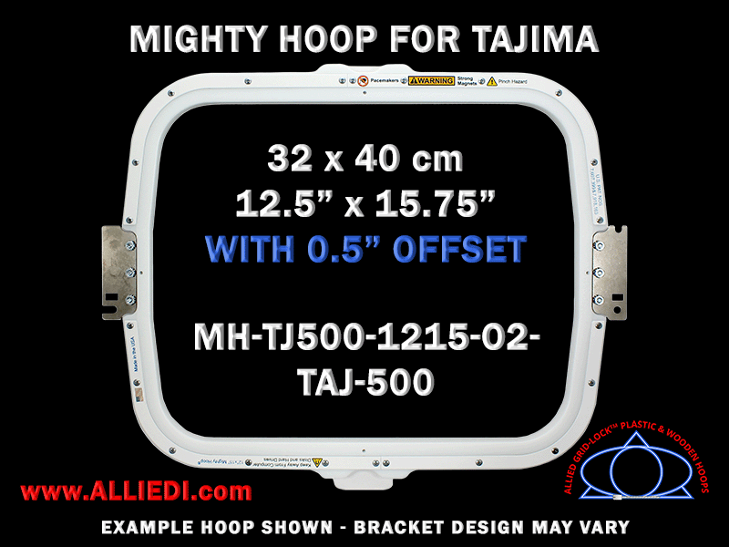 Tajima 12.5 x 15.75 inch (32 x 40 cm) with 0.5 inch Offset - Rectangular Magnetic Mighty Hoop for 500 mm Sew Field / Arm Spacing