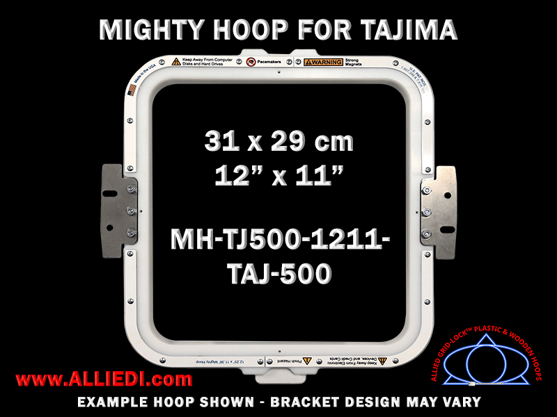 Tajima 12 x 11 inch (31 x 29 cm) Rectangular Magnetic Mighty Hoop for 500 mm Sew Field / Arm Spacing