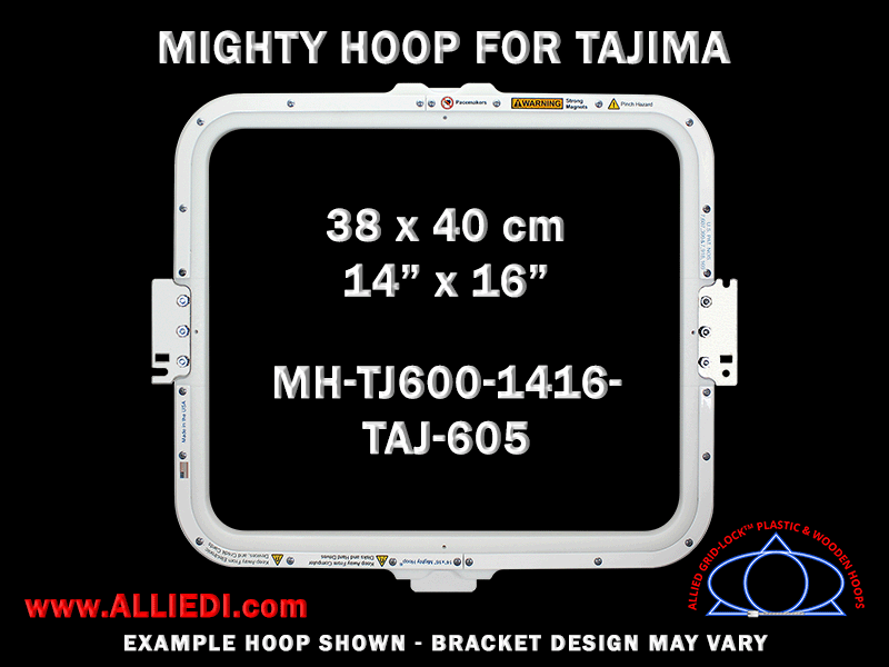 Tajima 14 x 16 inch (38 x 40 cm) Rectangular Magnetic Mighty Hoop for 605 mm Sew Field / Arm Spacing