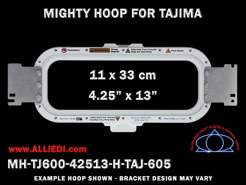 Tajima 4.25 x 13 inch (11 x 33 cm) Horizontal Magnetic Mighty Hoop for 605 mm Sew Field / Arm Spacing