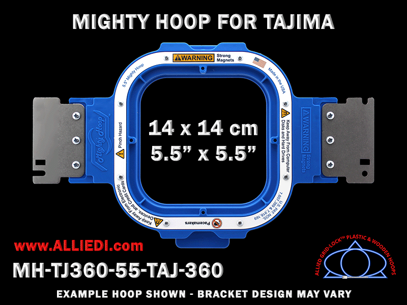Tajima 5.5 x 5.5 inch (14 x 14 cm) Square Magnetic Mighty Hoop for 360 mm Sew Field / Arm Spacing