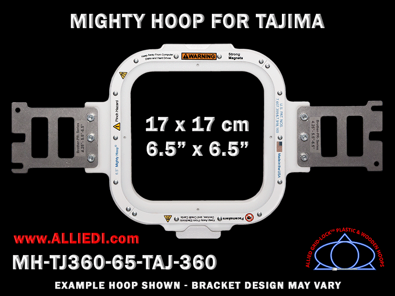Tajima 6.5 x 6.5 inch (17 x 17 cm) Square Magnetic Mighty Hoop for 360 mm Sew Field / Arm Spacing