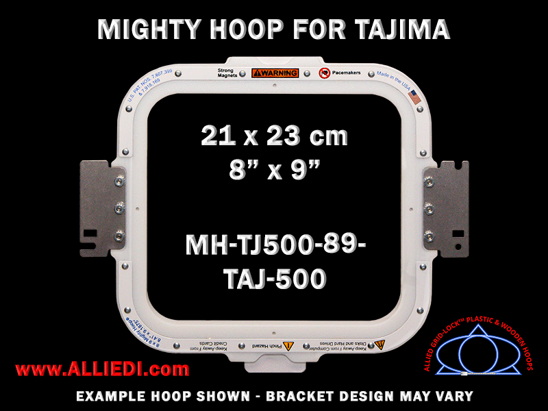 Tajima 8 x 9 inch (21 x 23 cm) Rectangular Magnetic Mighty Hoop for 500 mm Sew Field / Arm Spacing