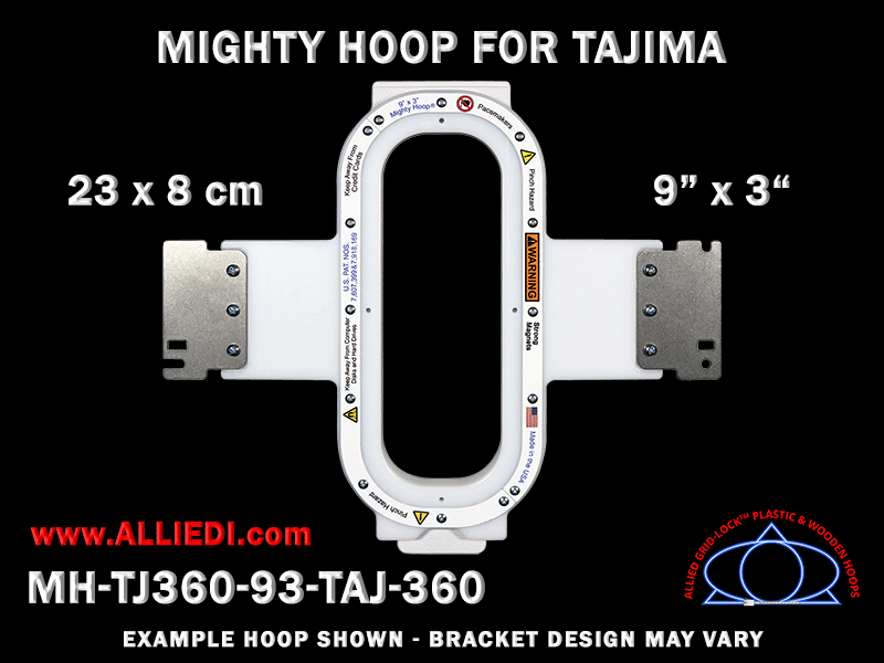 Tajima 9 x 3 inch (23 x 8 cm) Vertical Rectangular Magnetic Mighty Hoop for 360 mm Sew Field / Arm Spacing