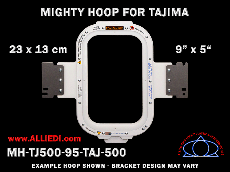 Tajima 9 x 5 inch (23 x 13 cm) Vertical Rectangular Magnetic Mighty Hoop for 500 mm Sew Field / Arm Spacing