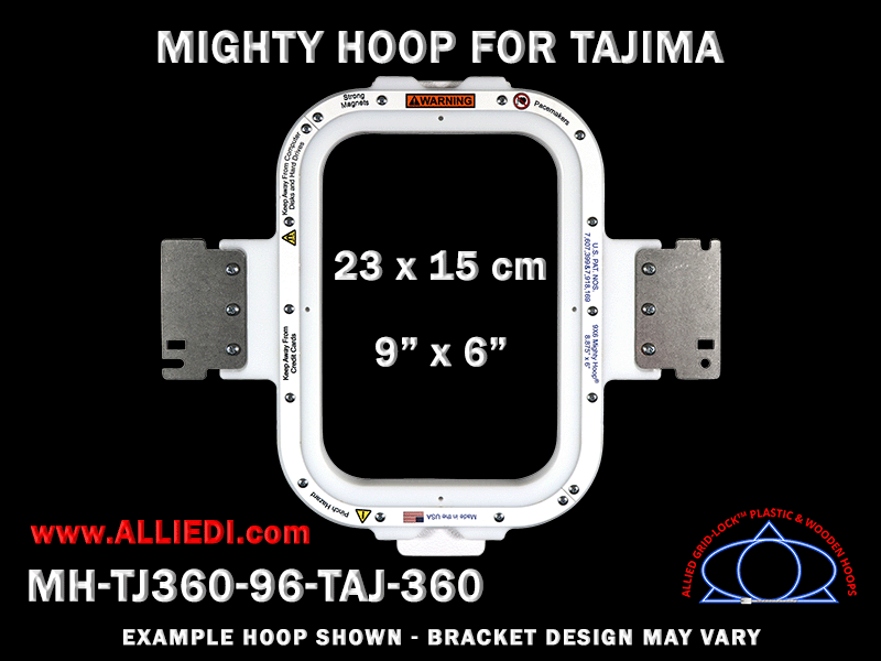 Tajima 9 x 6 inch (23 x 15 cm) Vertical Rectangular Magnetic Mighty Hoop for 360 mm Sew Field / Arm Spacing