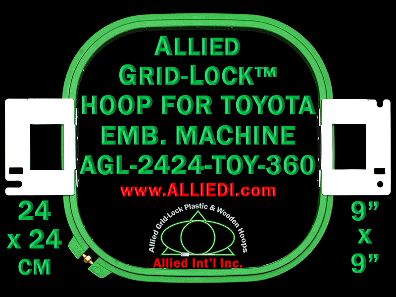 24 x 24 cm (9 x 9 inch) Square Allied Grid-Lock Plastic Embroidery Hoop - Toyota 360