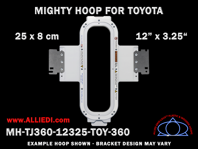 Toyota 12 x 3.25 inch (30 x 8 cm) Vertical Rectangular Magnetic Mighty Hoop for 360 mm Sew Field / Arm Spacing