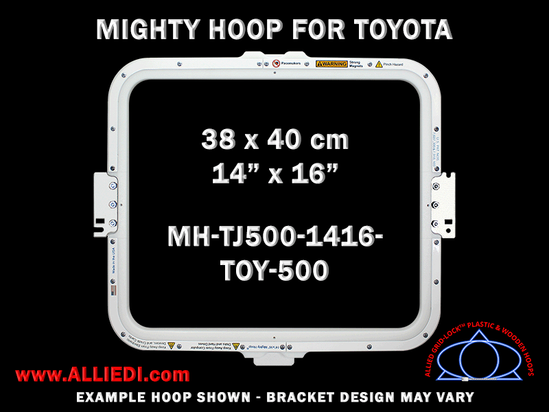 Toyota 14 x 16 inch (38 x 40 cm) Rectangular Magnetic Mighty Hoop for 500 mm Sew Field / Arm Spacing
