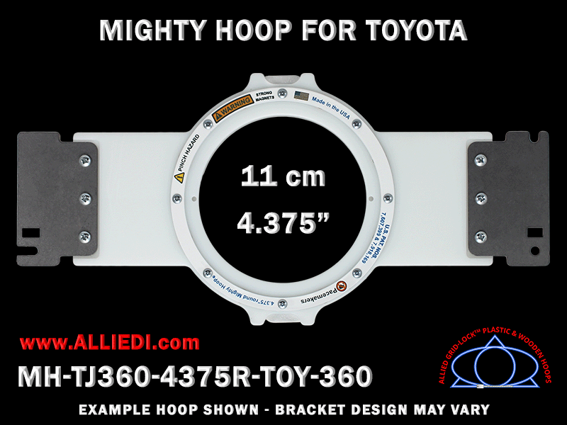 Toyota 4.375 inch (11 cm) Round Magnetic Mighty Hoop for 360 mm Sew Field / Arm Spacing